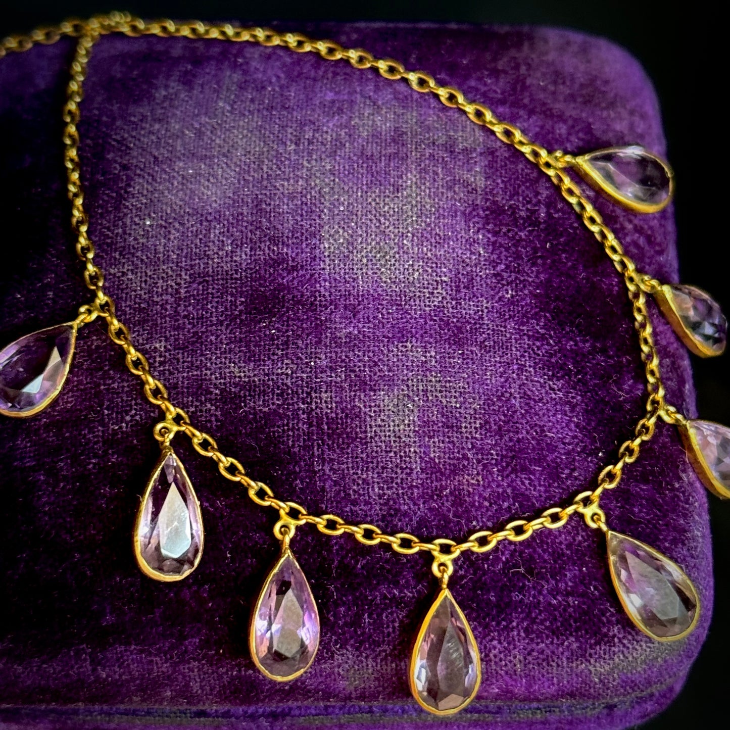 Edwardian Amethyst Fringe Necklace; Circa 1900