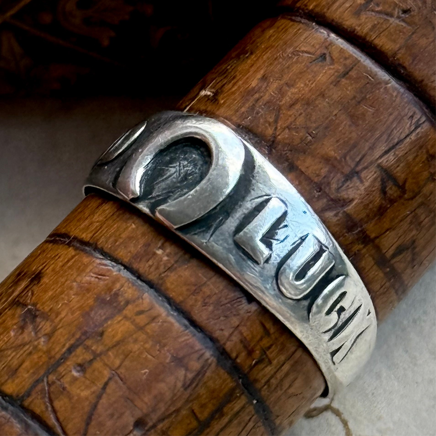 Antique Victorian Good Luck Silver Ring; Circa 1880