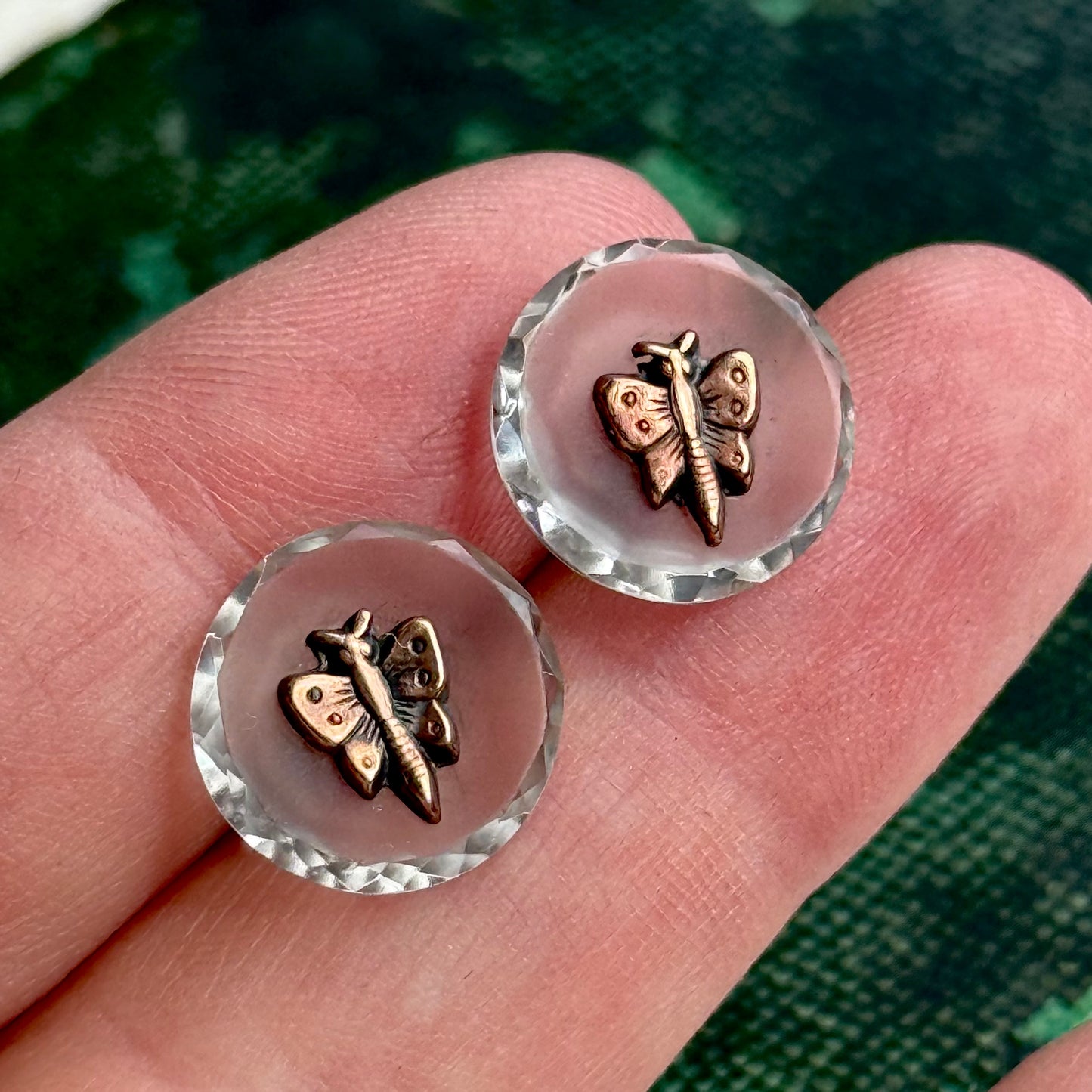 Antique Edwardian Rock Crystal Butterfly Cufflinks