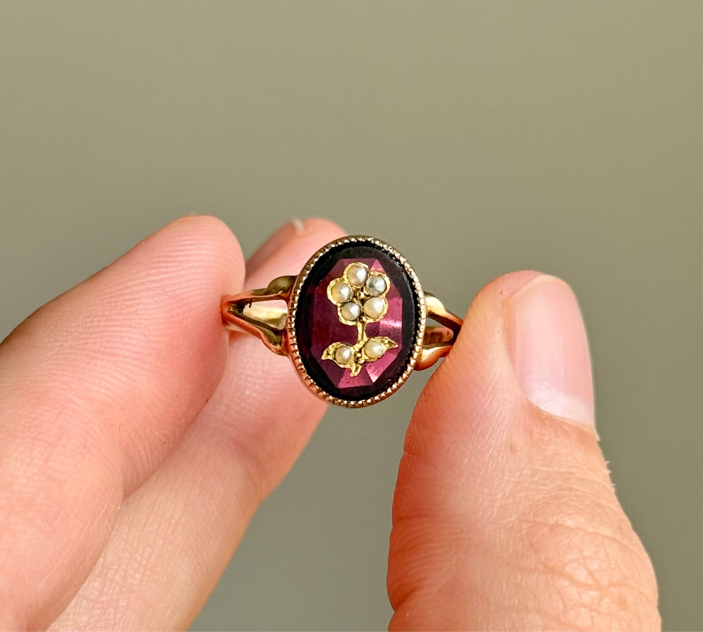 Antique Forget Me Not Intaglio Ring; Circa 1912