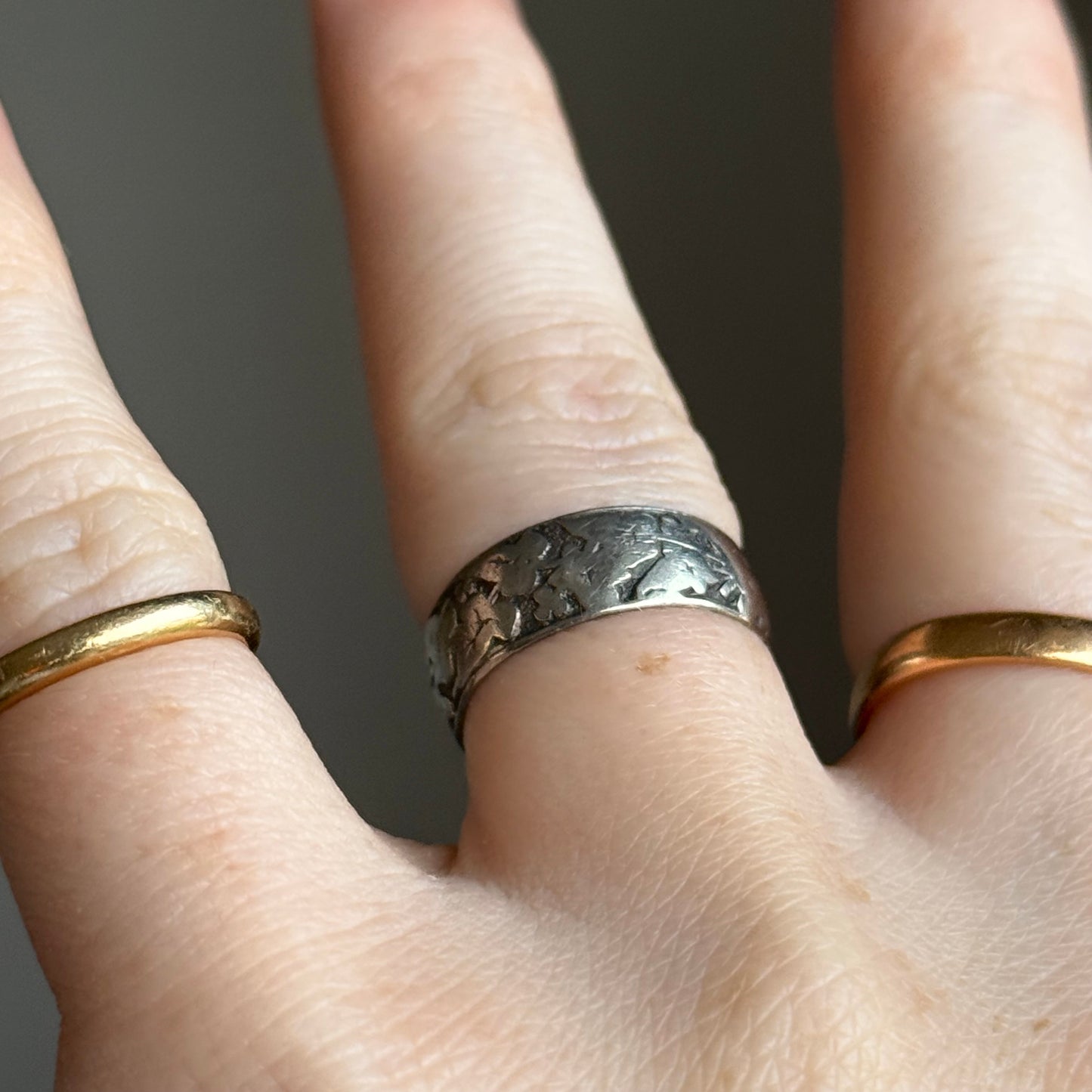 Antique Ivy Foliage Ring in Silver; Circa 1882