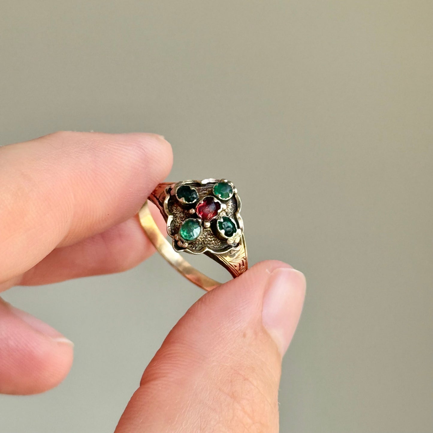 Early Victorian Paste Cluster in 9 Carat Rose Gold; Circa 1850