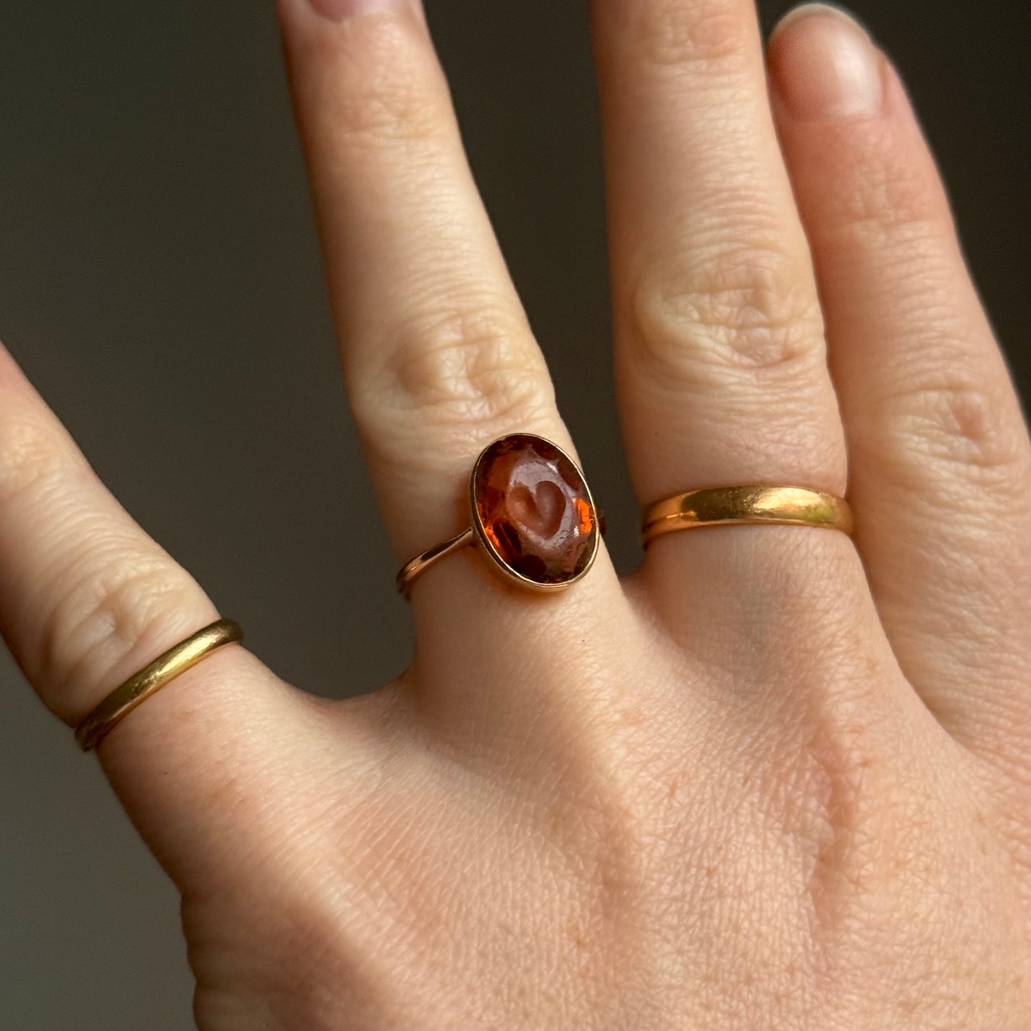 Heart Carved Citrine Ring in 9 Carat Gold