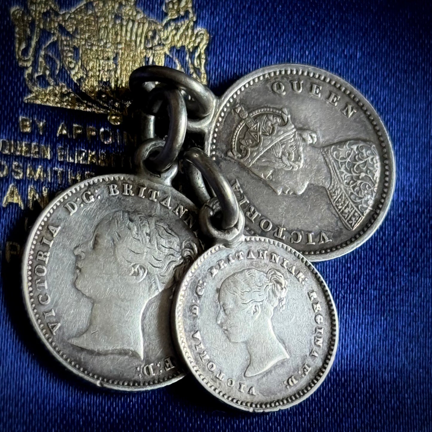 Antique Victorian Love Token Trio Pendants; Circa 1842