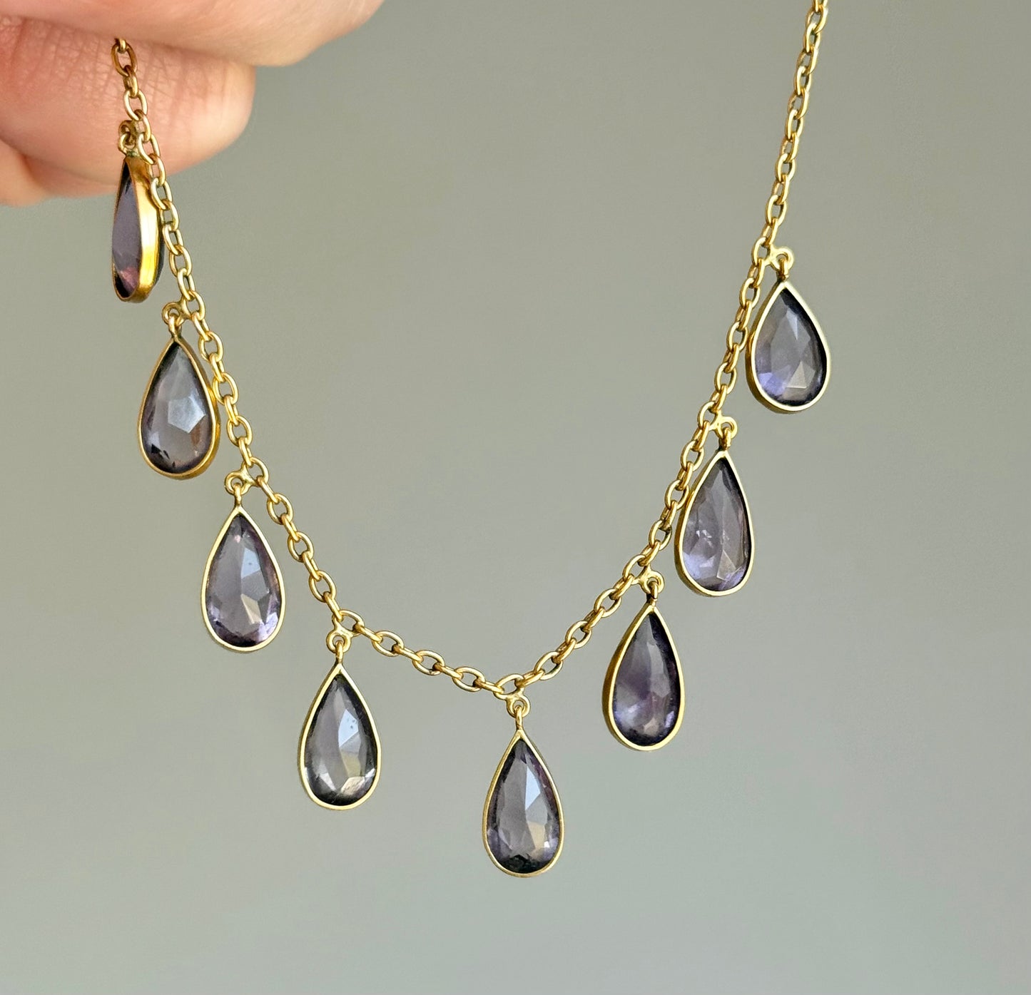 Edwardian Amethyst Fringe Necklace; Circa 1900