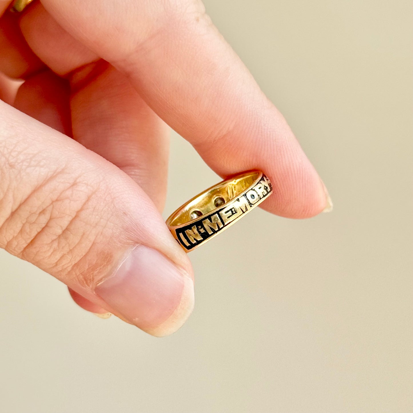 Victorian Enamel & Diamond Ring in 18 Carat Gold; Circa 1896