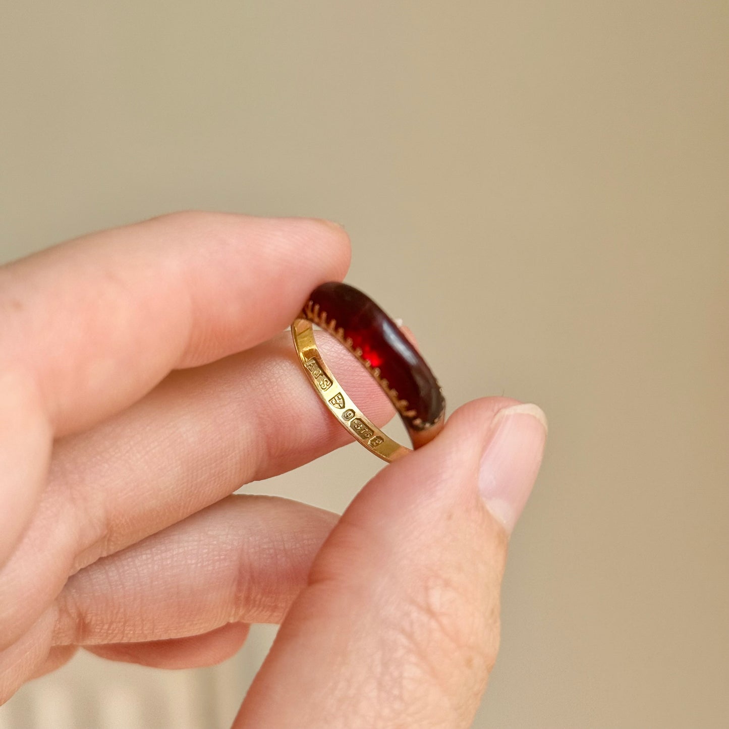 Victorian Garnet Ring in 9 Carat Gold; Circa 1898