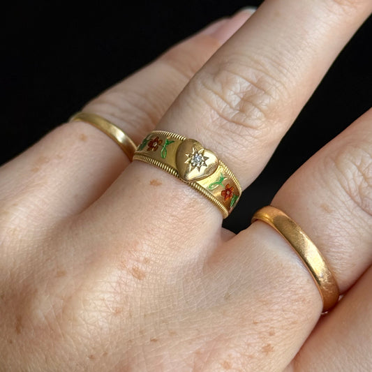 Antique Victorian Diamond & Enamel Ring; Circa 1893