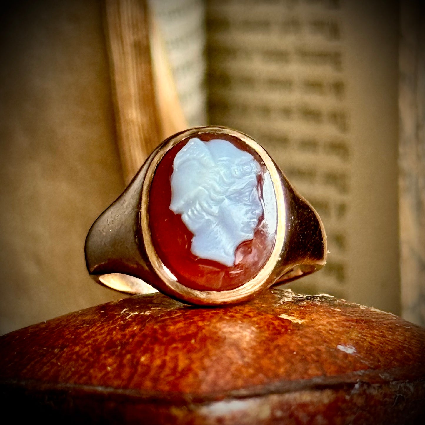 Antique Hermes Carnelian Agate in 9 Carat Rose Gold; Circa 1912