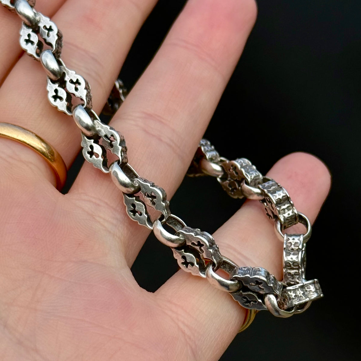 Antique Victorian Star Bracelet in Silver; Circa 1889