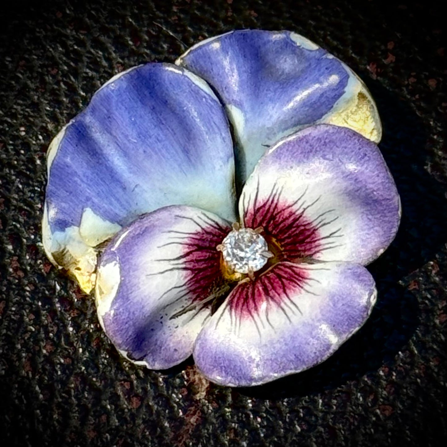 Antique Enamel & Diamond Pansy Pendant