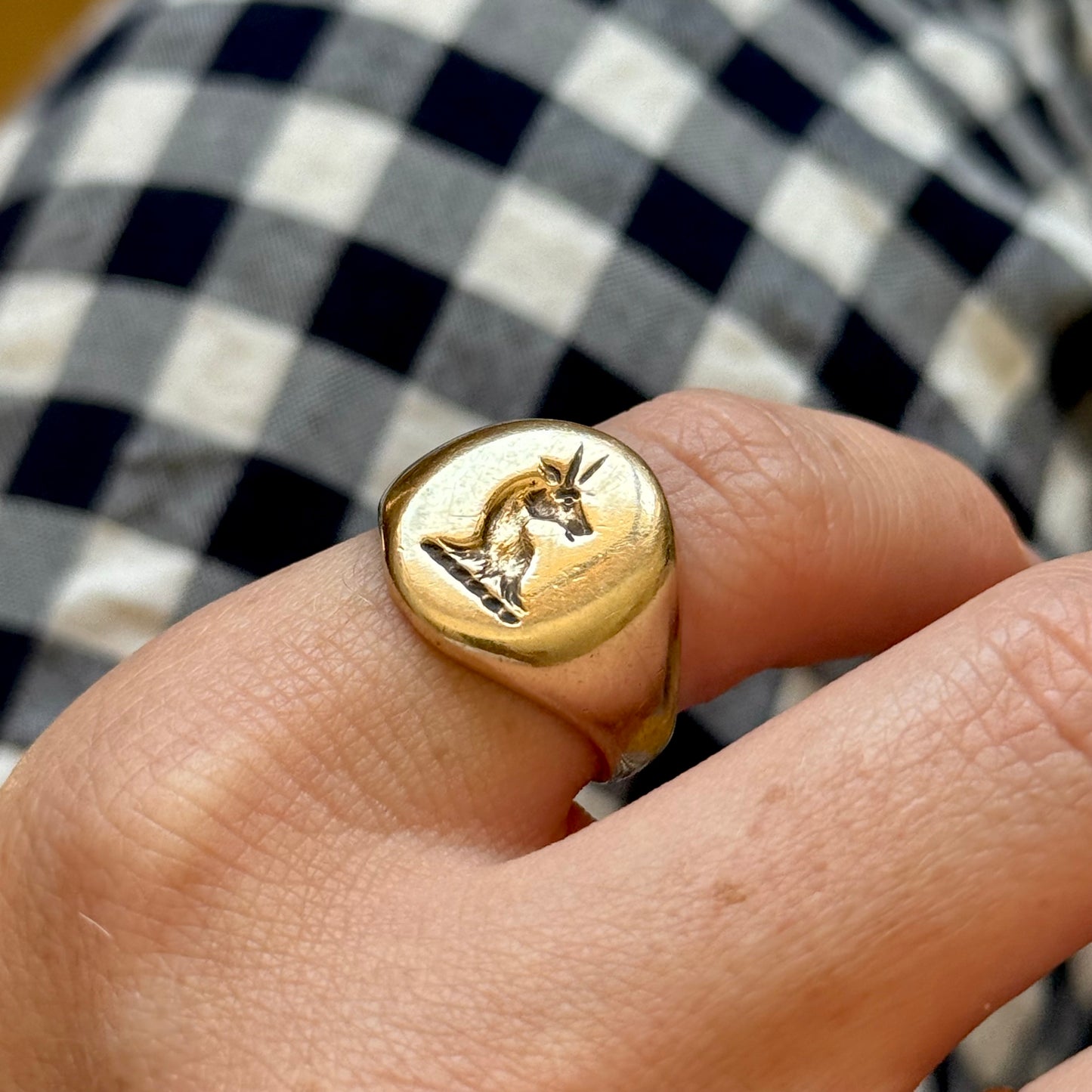 Antique Heraldic Signet Ring in 9 Carat Gold; Circa 1900