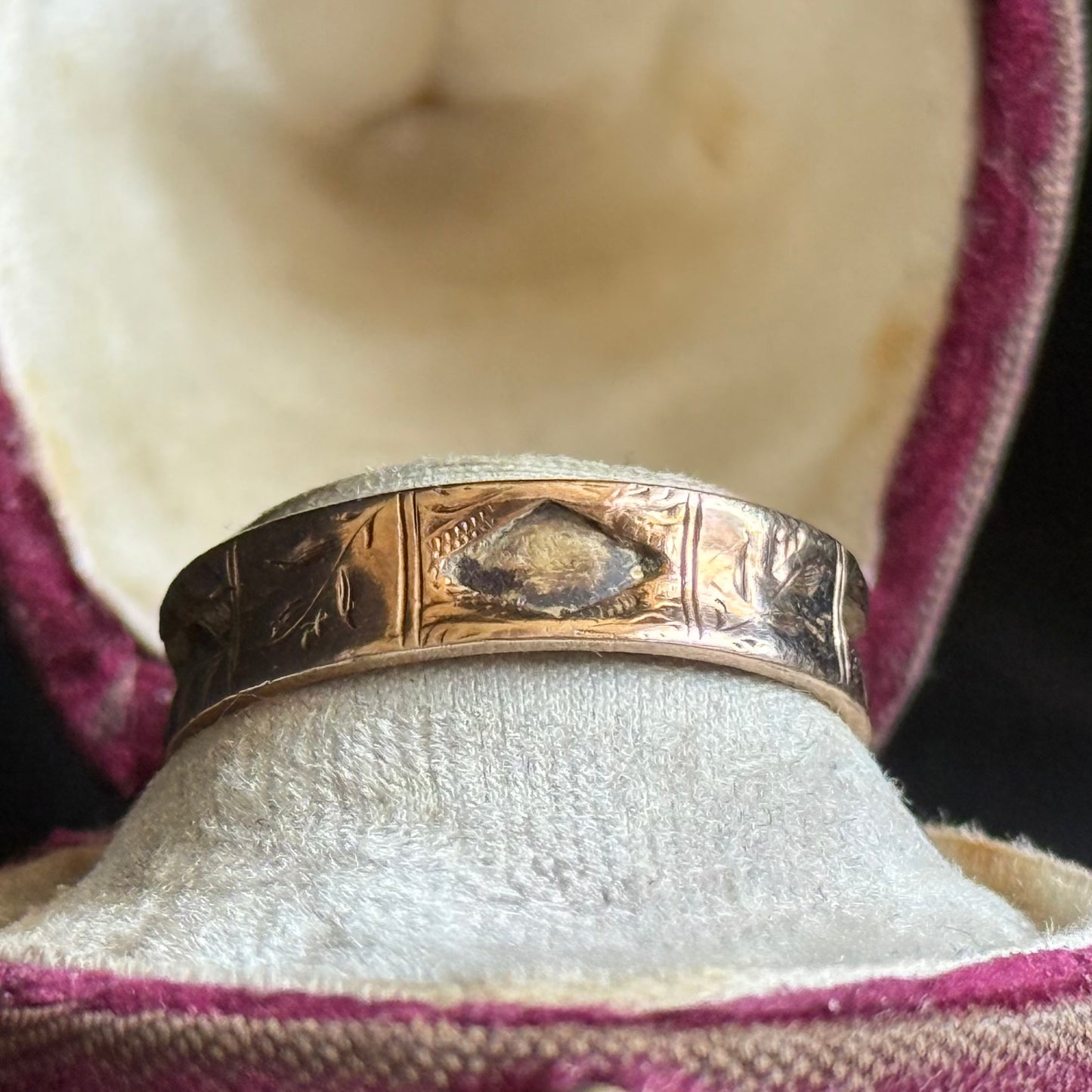 Antique Enamel & Pearl Mourning Ring in 9 Carat Gold; Circa 1906