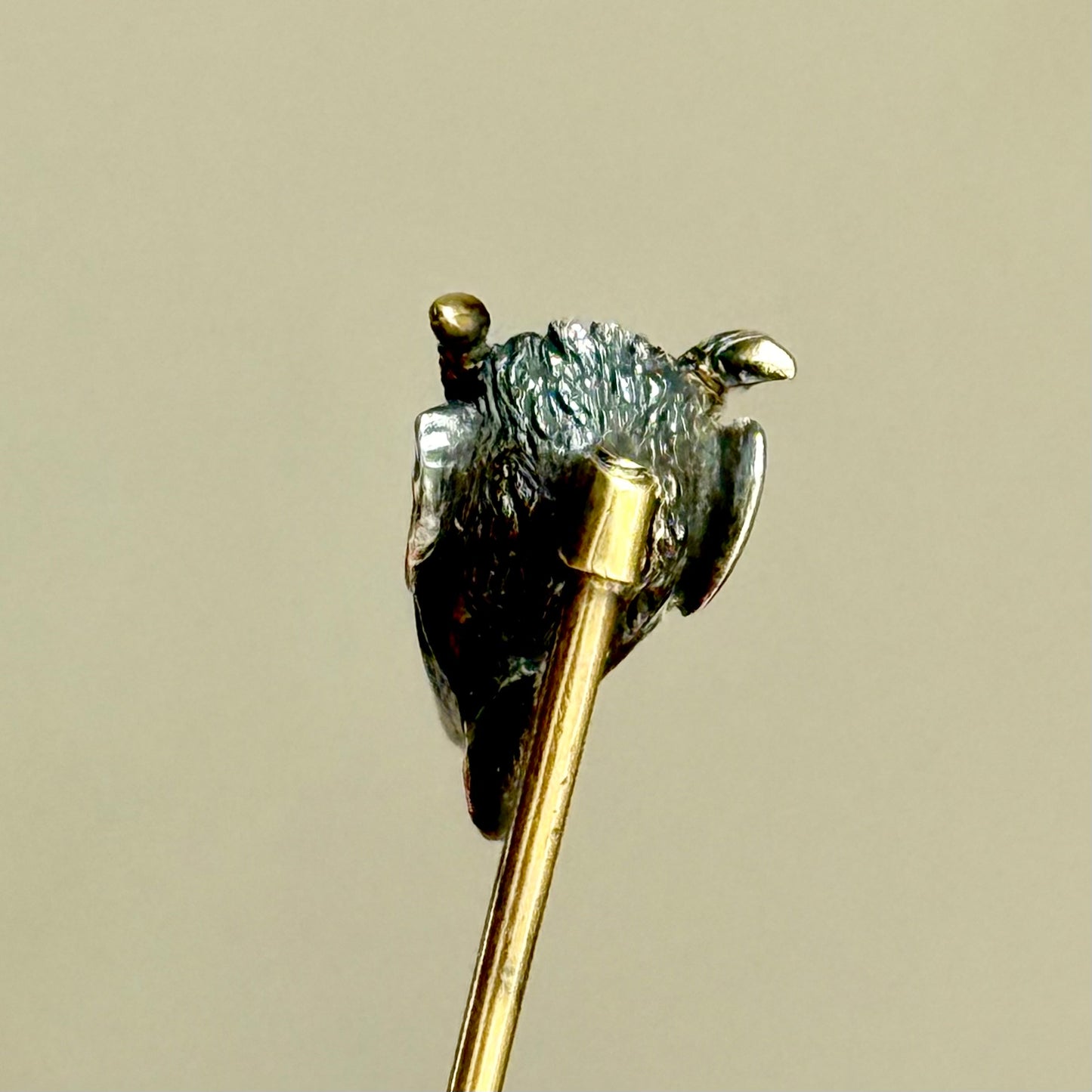 Rare Victorian Devil’s Head Tie Pin with Rose Cut Diamonds in Box Circa 1870