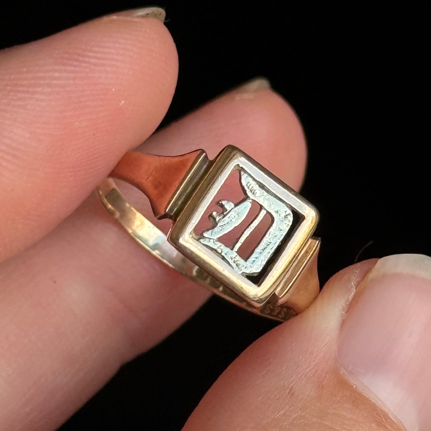Antique Monogram 'D' Signet Ring; circa 1926