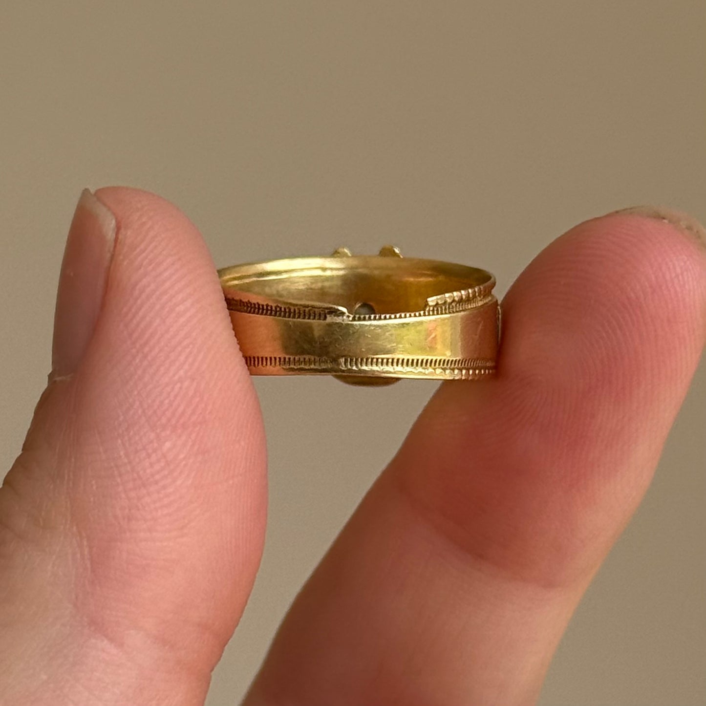 Victorian Diamond Mizpah Ring in 18 Carat Gold; Circa 1886