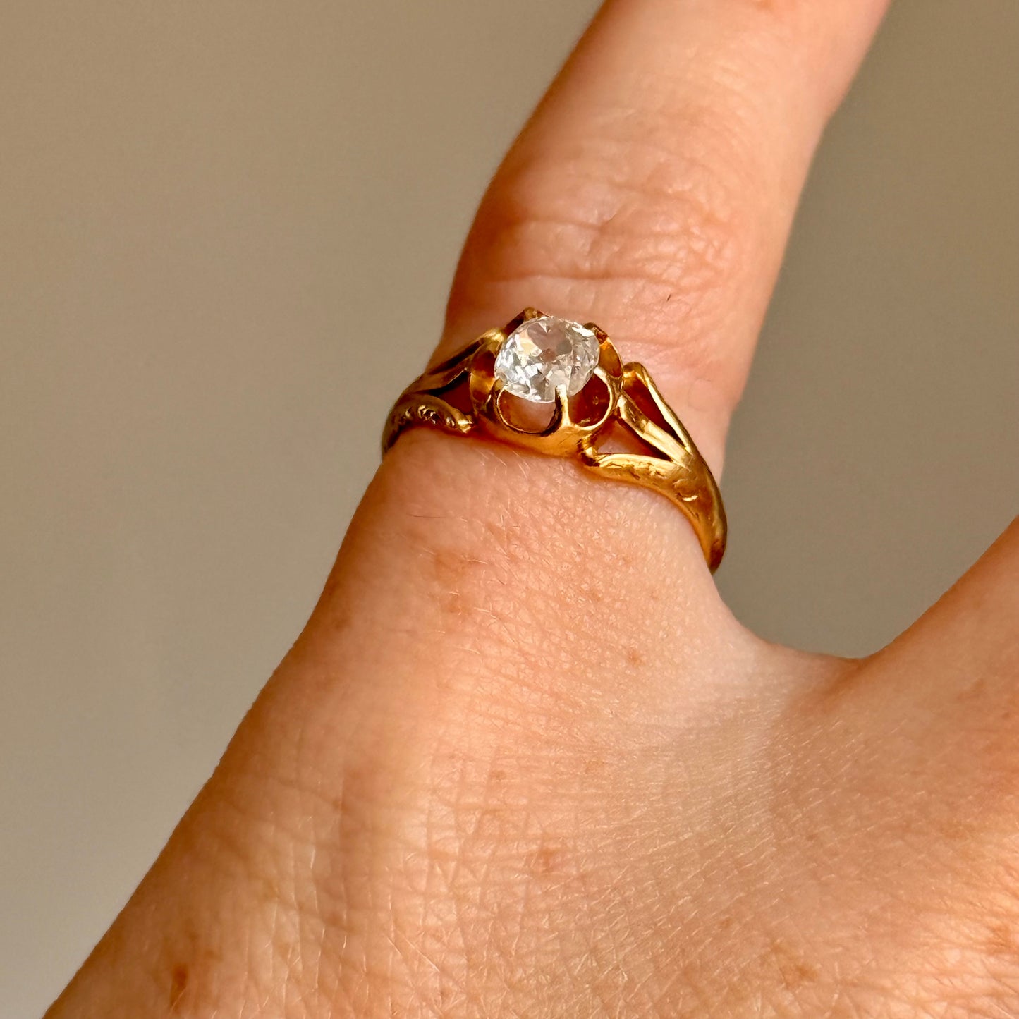 Victorian Old Cut Pinky Ring in 18 Carat Gold; Circa 1870