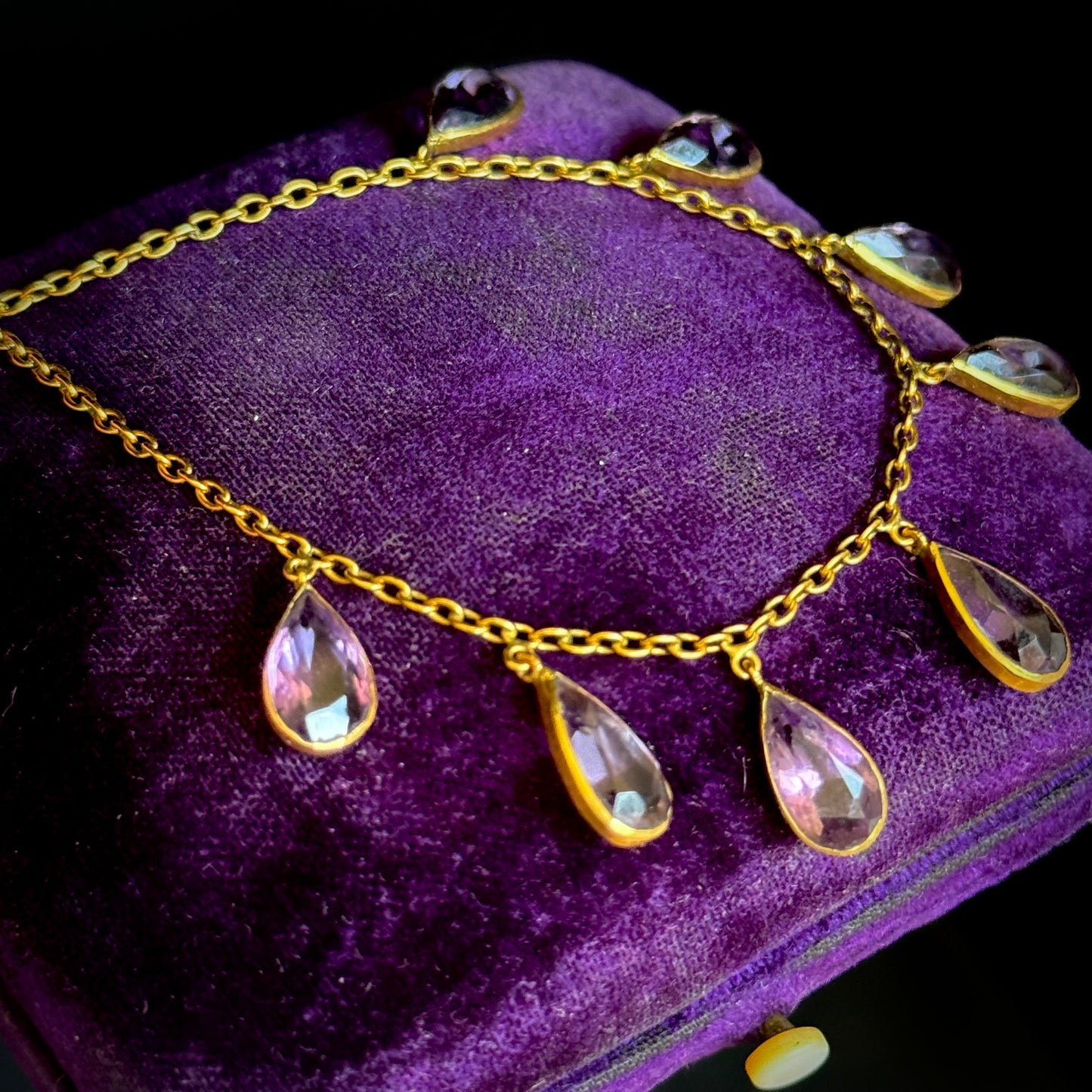 Edwardian Amethyst Fringe Necklace; Circa 1900