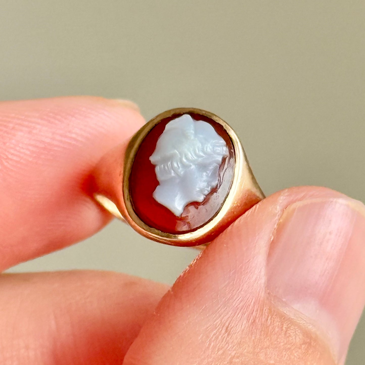 Antique Hermes Carnelian Agate in 9 Carat Rose Gold; Circa 1912