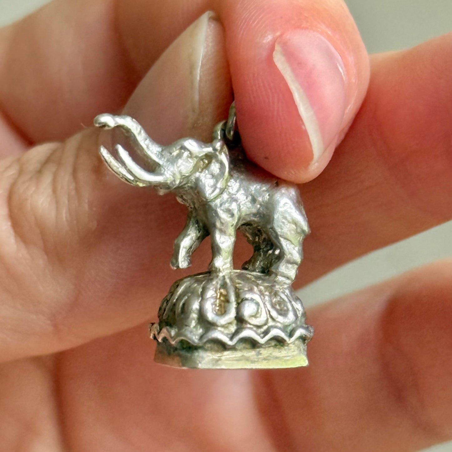 Antique Elephant Fob Pendant in Silver