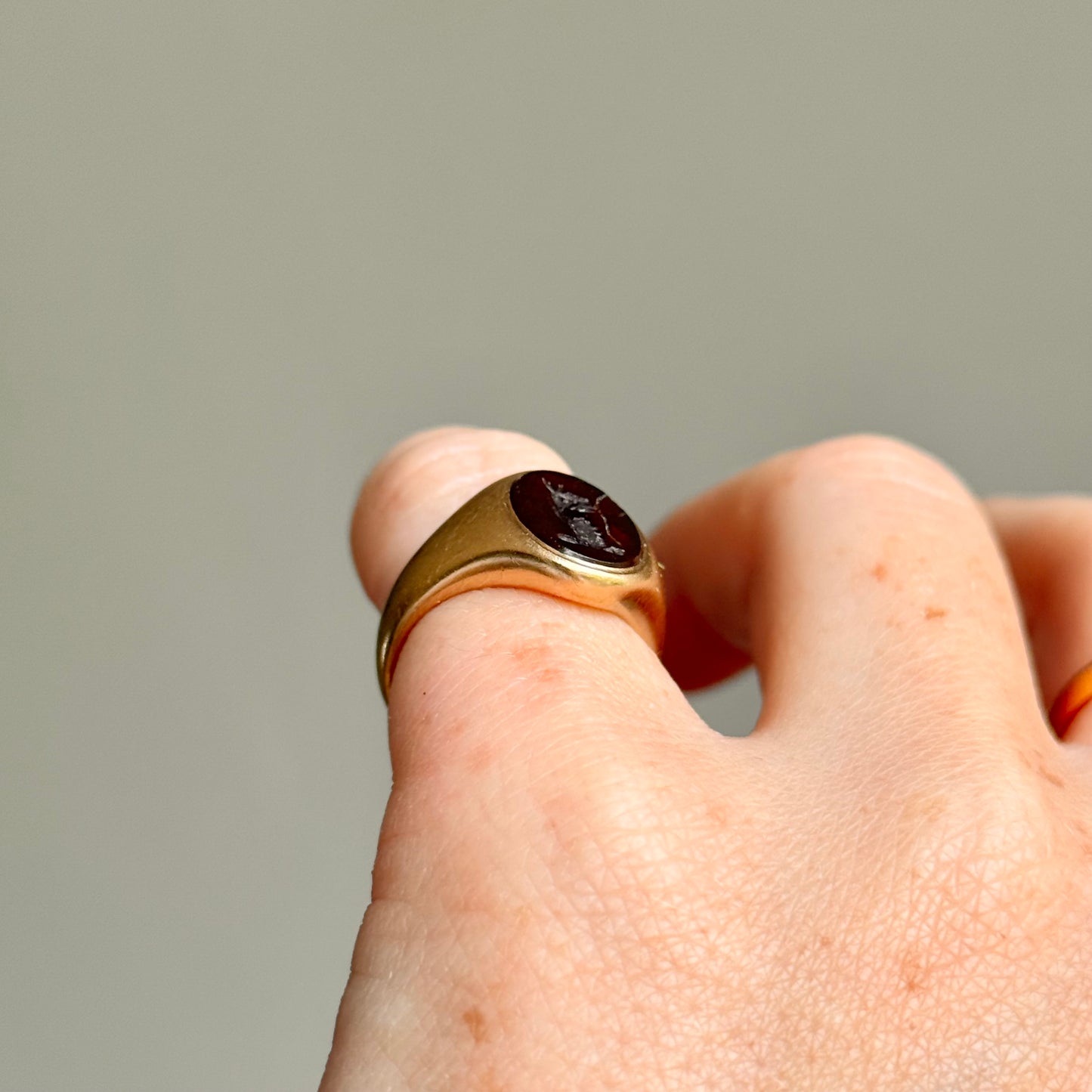 Vintage Carnelian Griffin Signet Ring (AF) ; Circa 1958