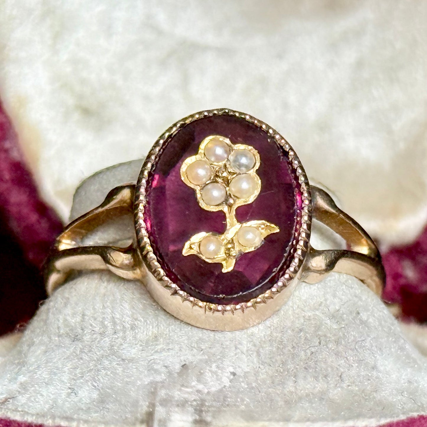 Antique Forget Me Not Intaglio Ring; Circa 1912