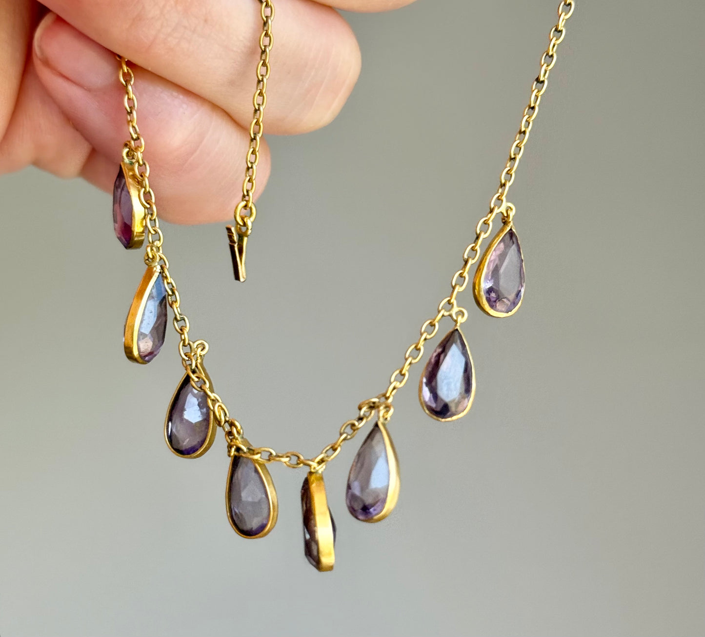 Edwardian Amethyst Fringe Necklace; Circa 1900