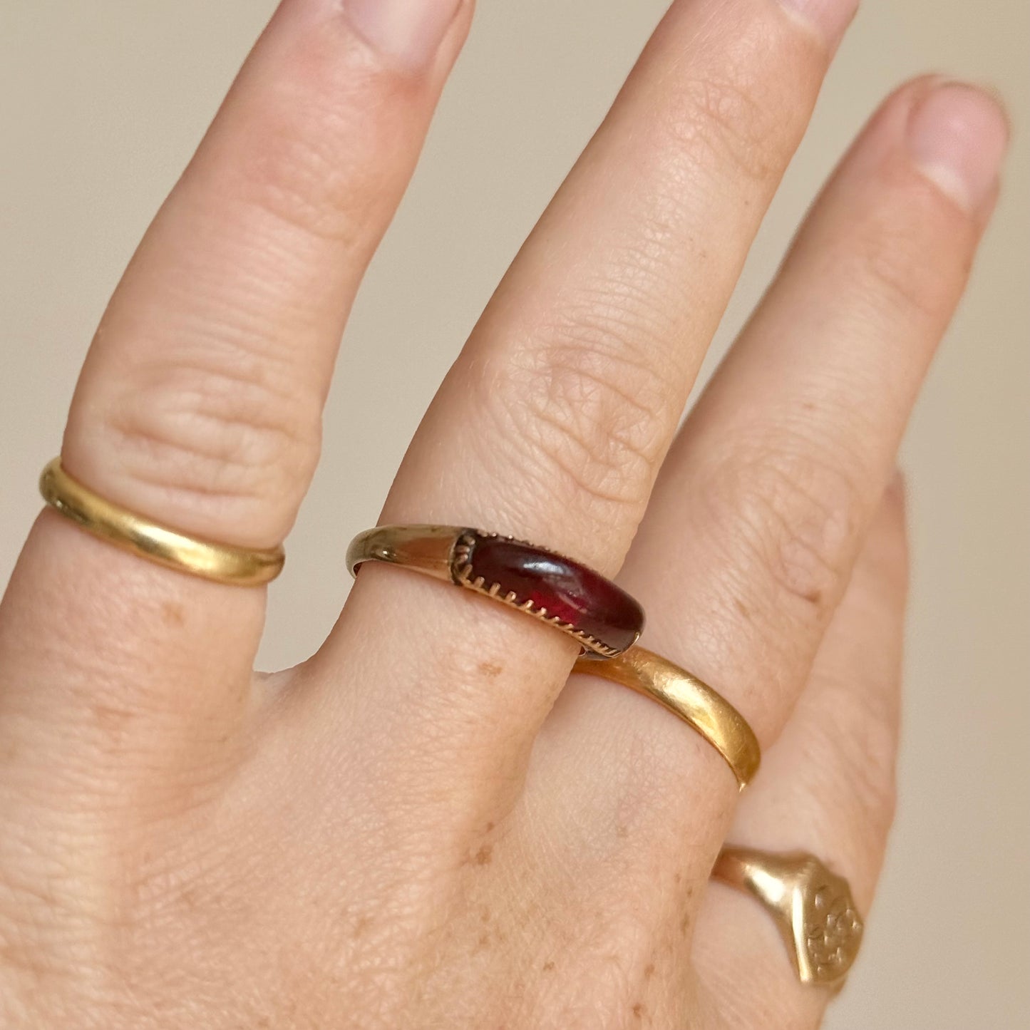 Victorian Garnet Ring in 9 Carat Gold; Circa 1898
