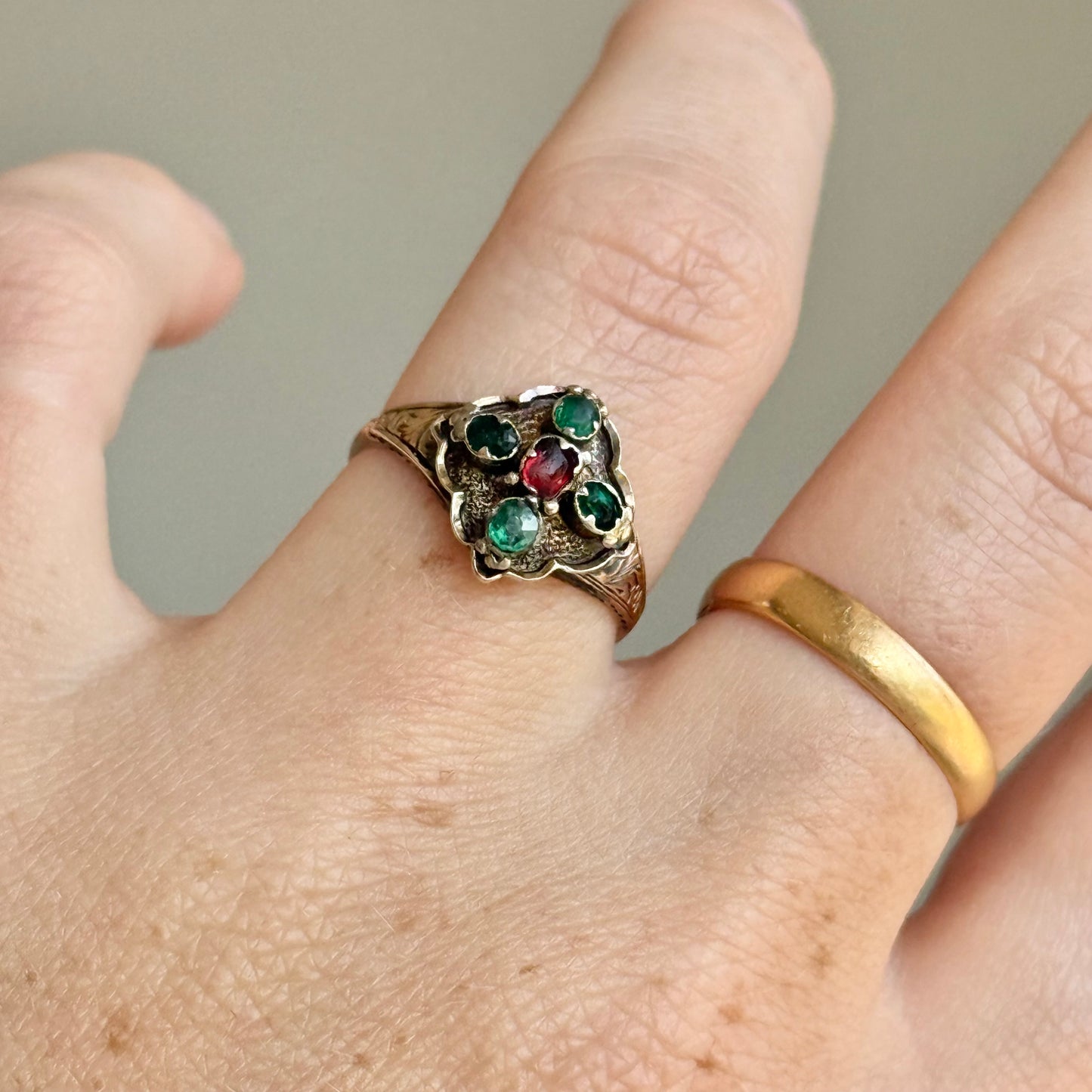 Early Victorian Paste Cluster in 9 Carat Rose Gold; Circa 1850