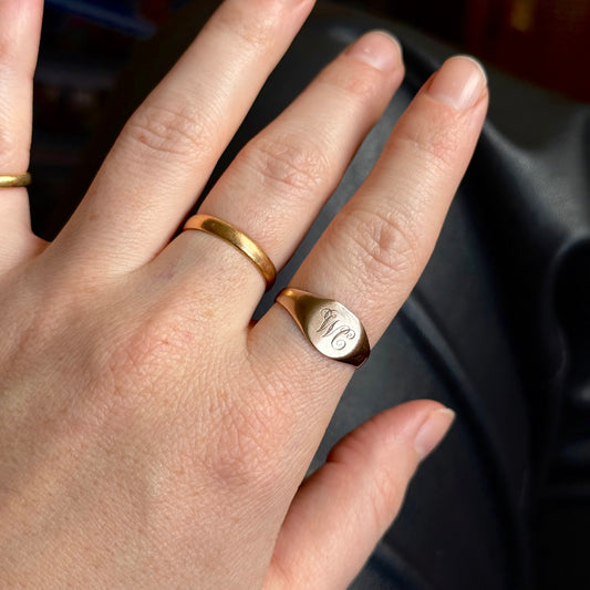 Antique Signet Ring in 9 Carat Rose Gold; Circa 1909