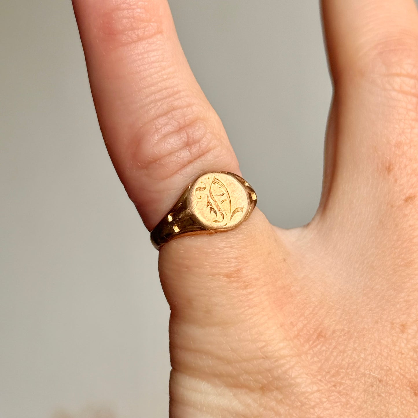 Antique 'N' Signet Ring in 18 Carat Gold; Circa 1890