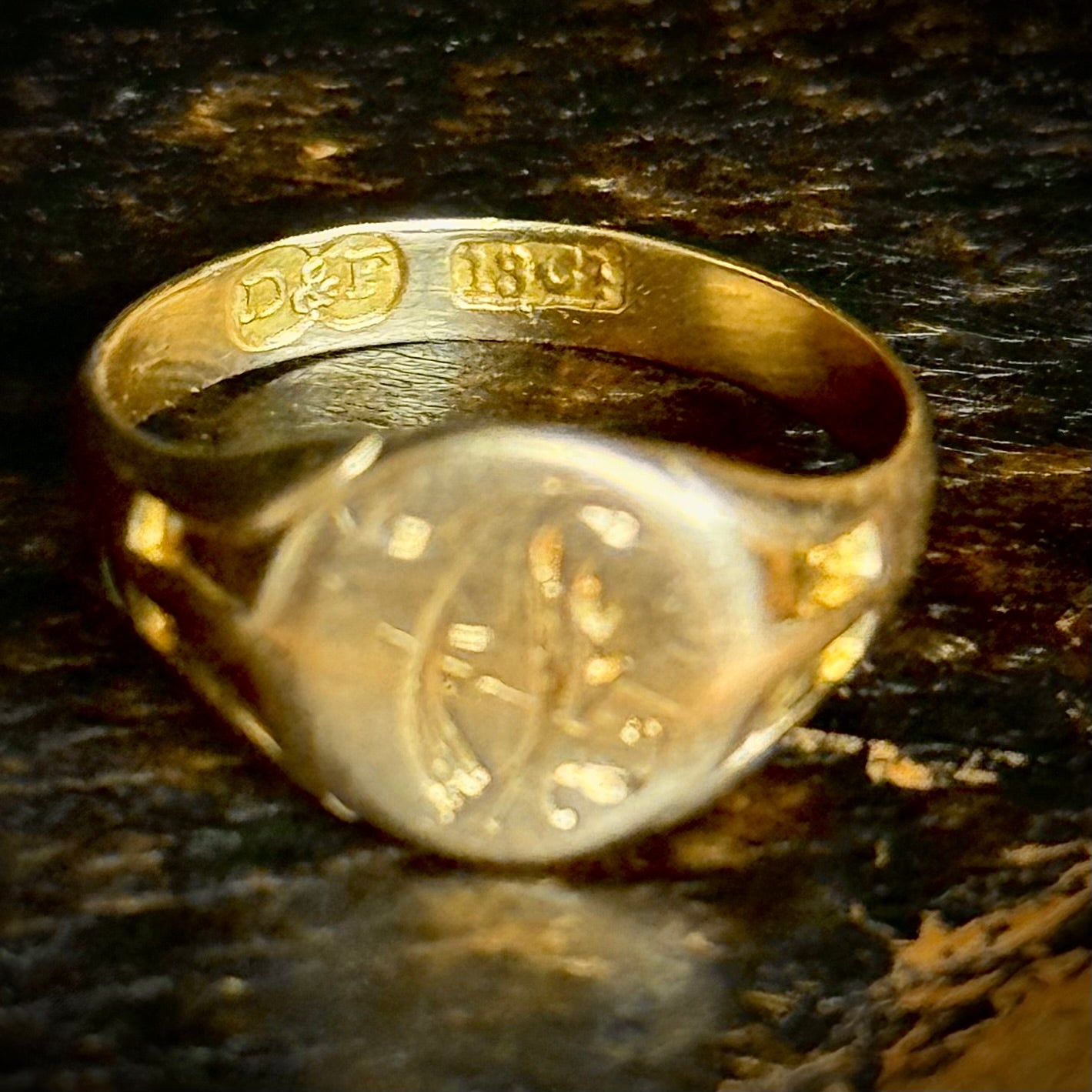 Antique 'N' Signet Ring in 18 Carat Gold; Circa 1890