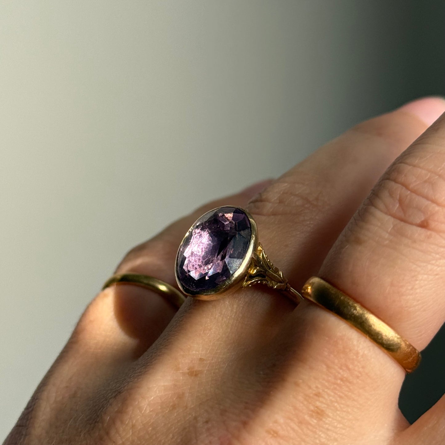 Substantial Foiled Amethyst Ring in 9 Carat Gold