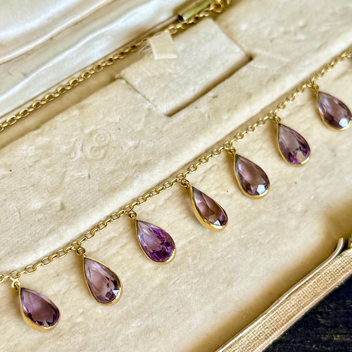 Edwardian Amethyst Fringe Necklace; Circa 1900