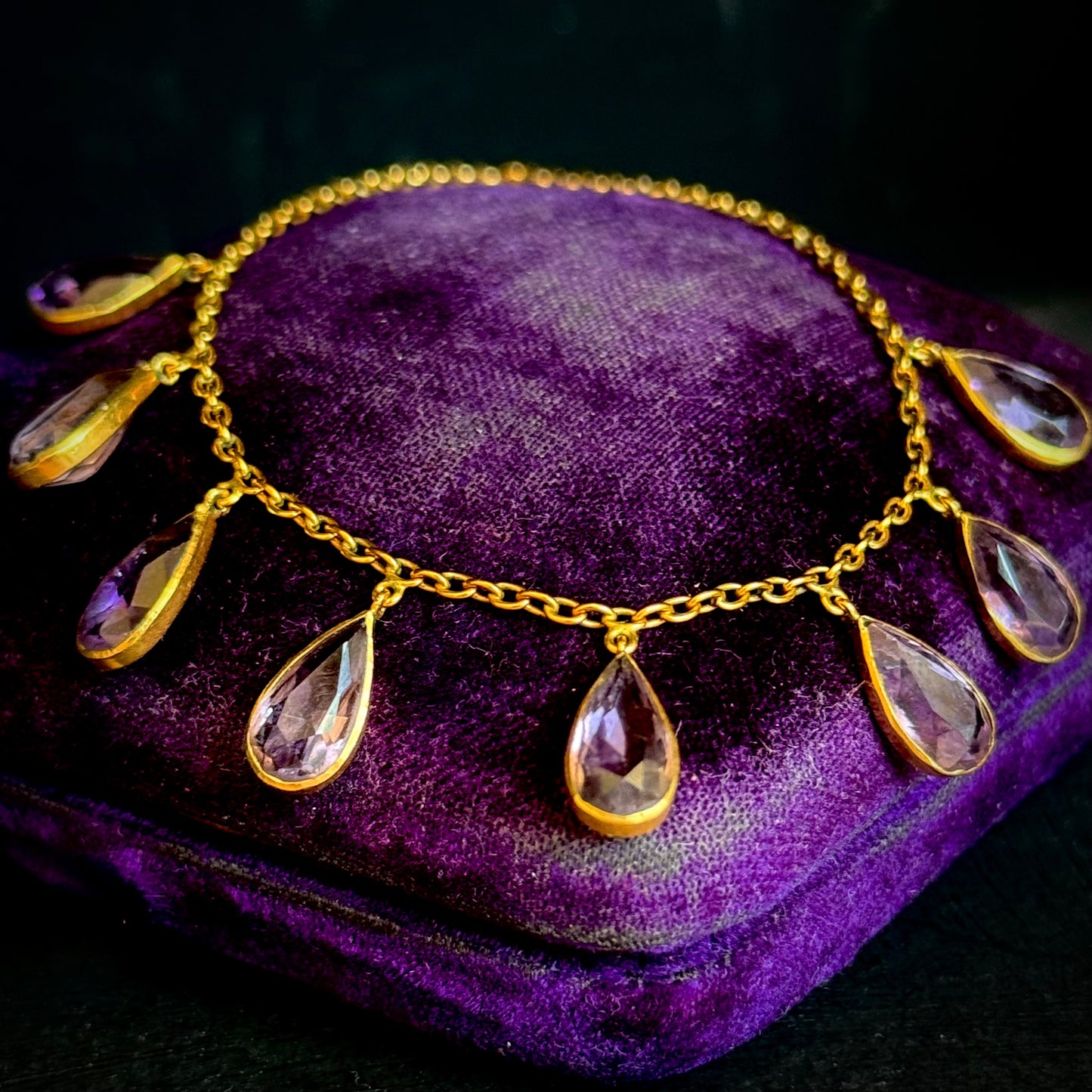 Edwardian Amethyst Fringe Necklace; Circa 1900