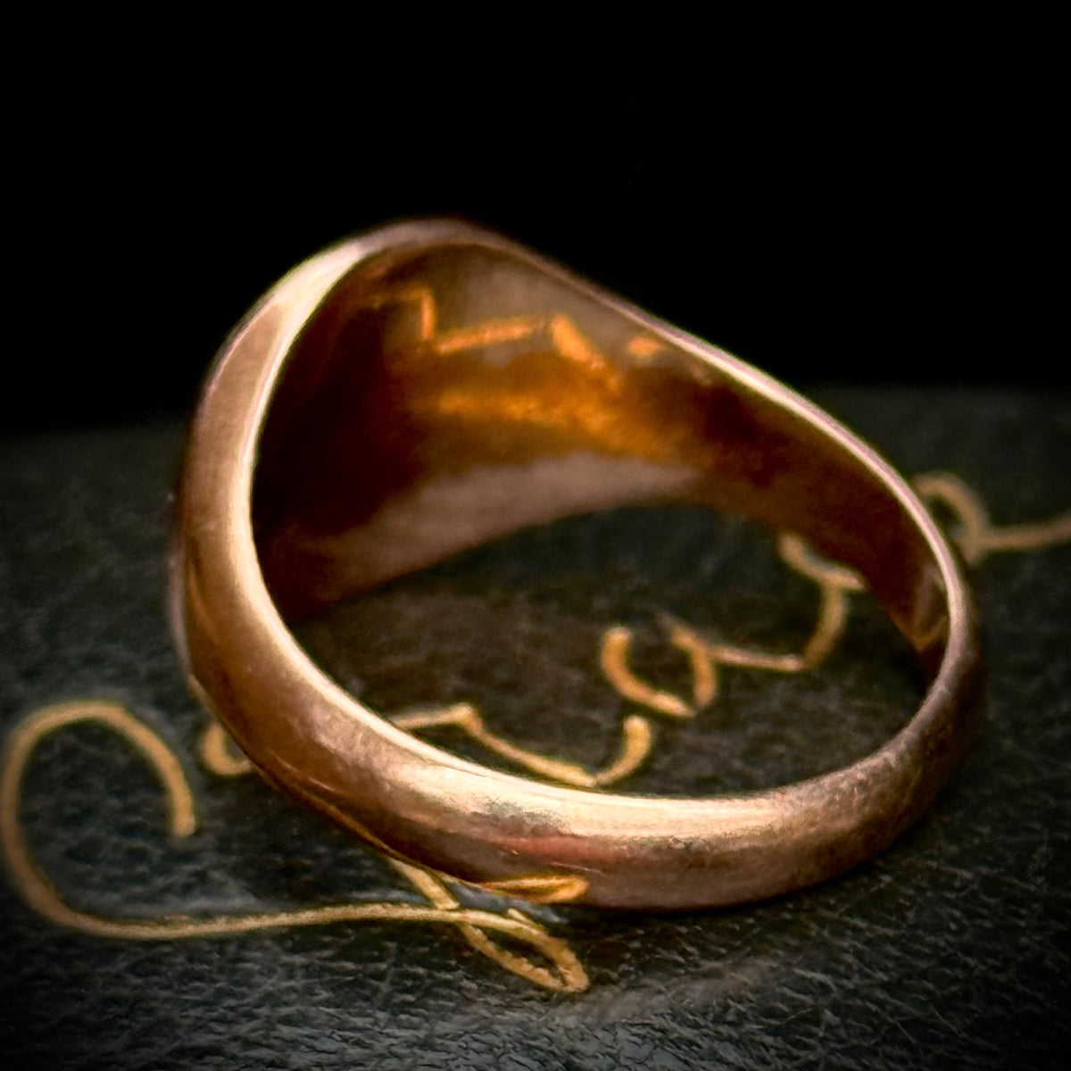 Antique 'H' Signet Ring in 9 Carat Rose Gold; circa 1915