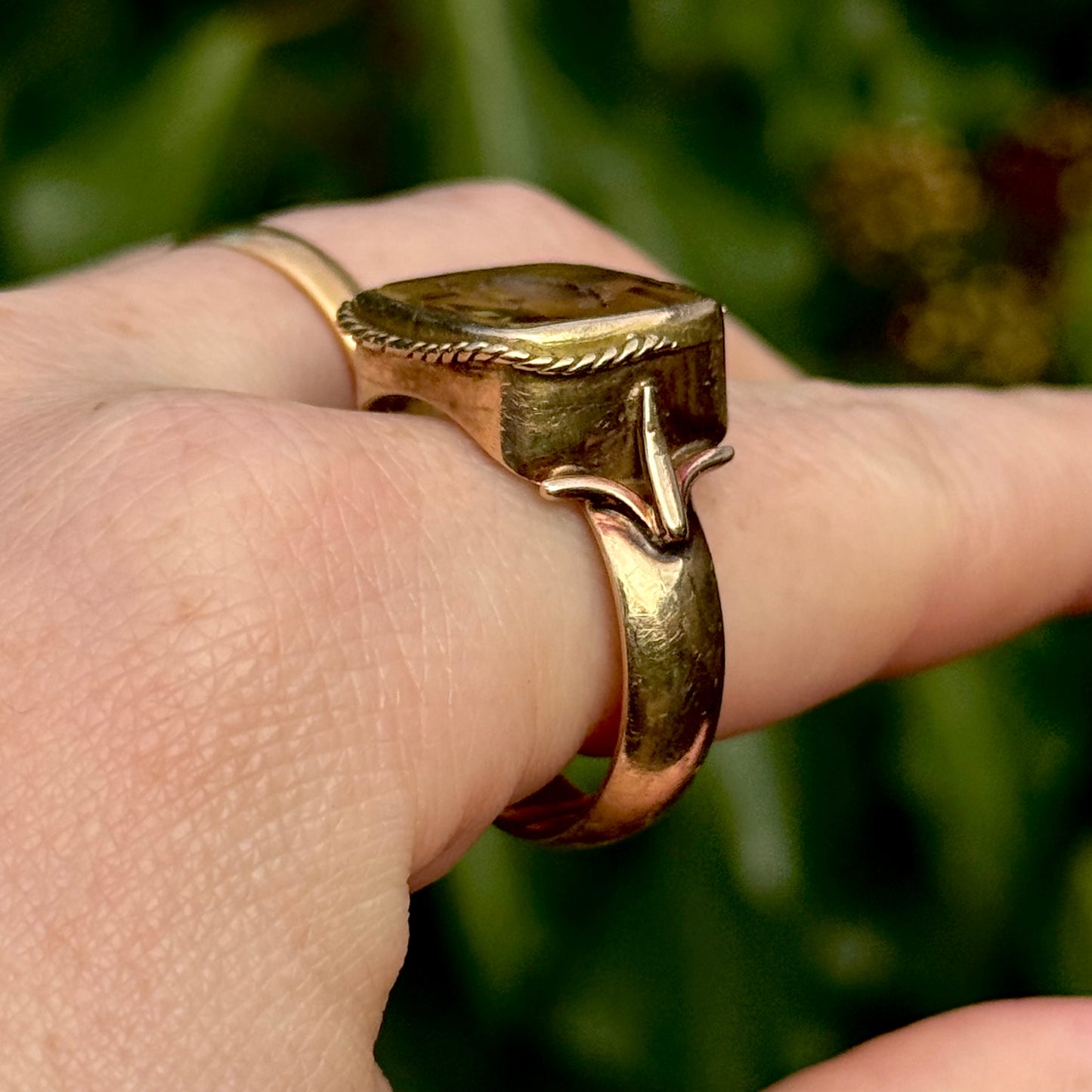 Antique Citrine Boar Intaglio Ring in 9 Carat Gold