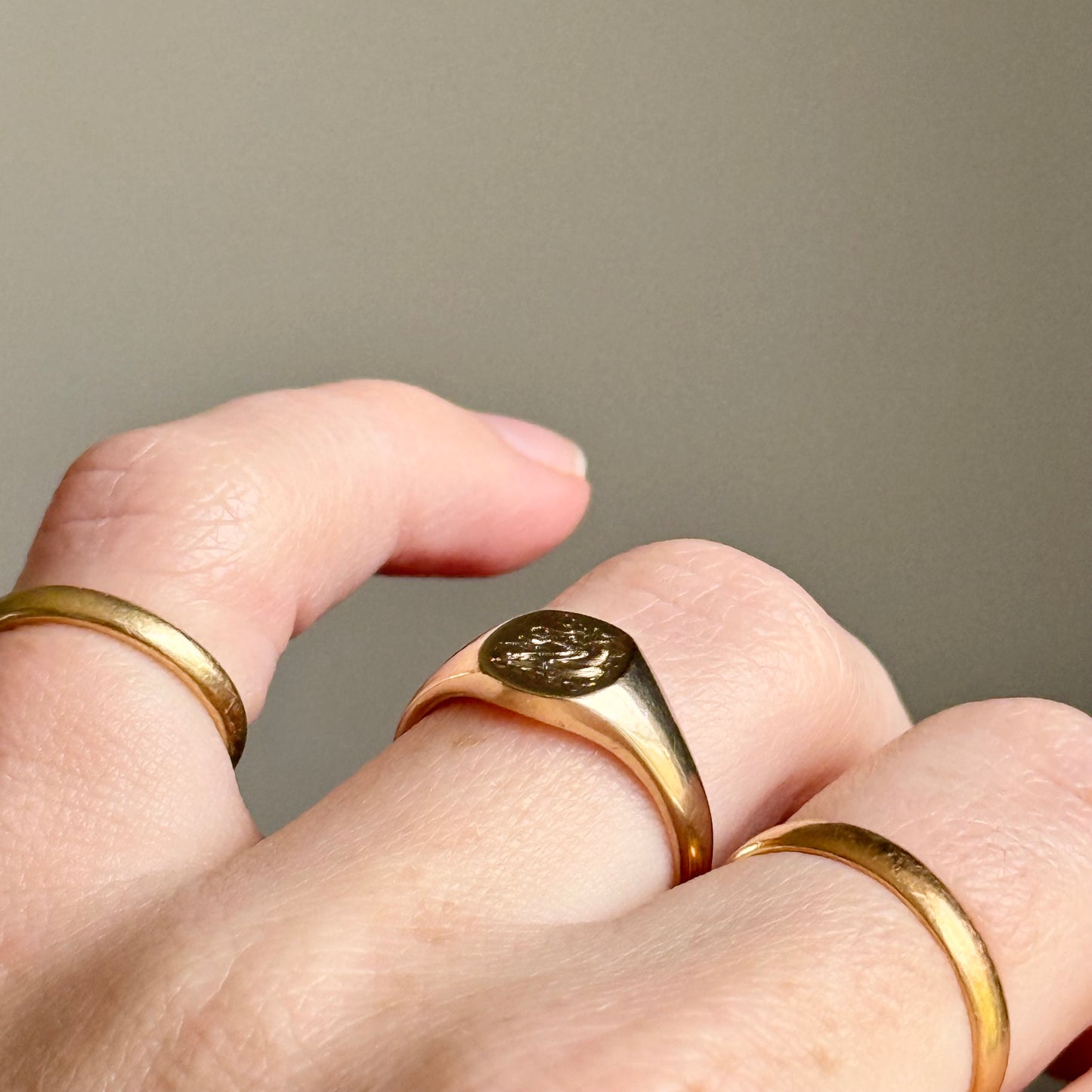 Vintage Unicorn Heraldic Signet Ring in 9 Carat Gold; Circa 1989