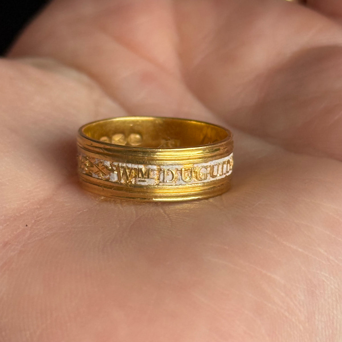 Antique Georgian Mourning Ring 22 Carat Gold; Circa 1805