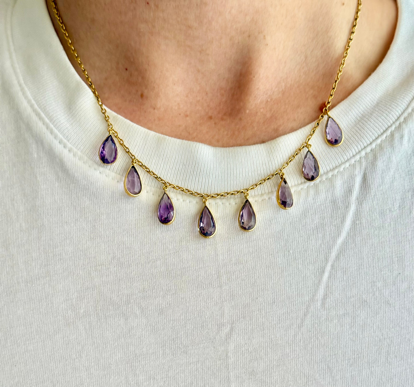 Edwardian Amethyst Fringe Necklace; Circa 1900