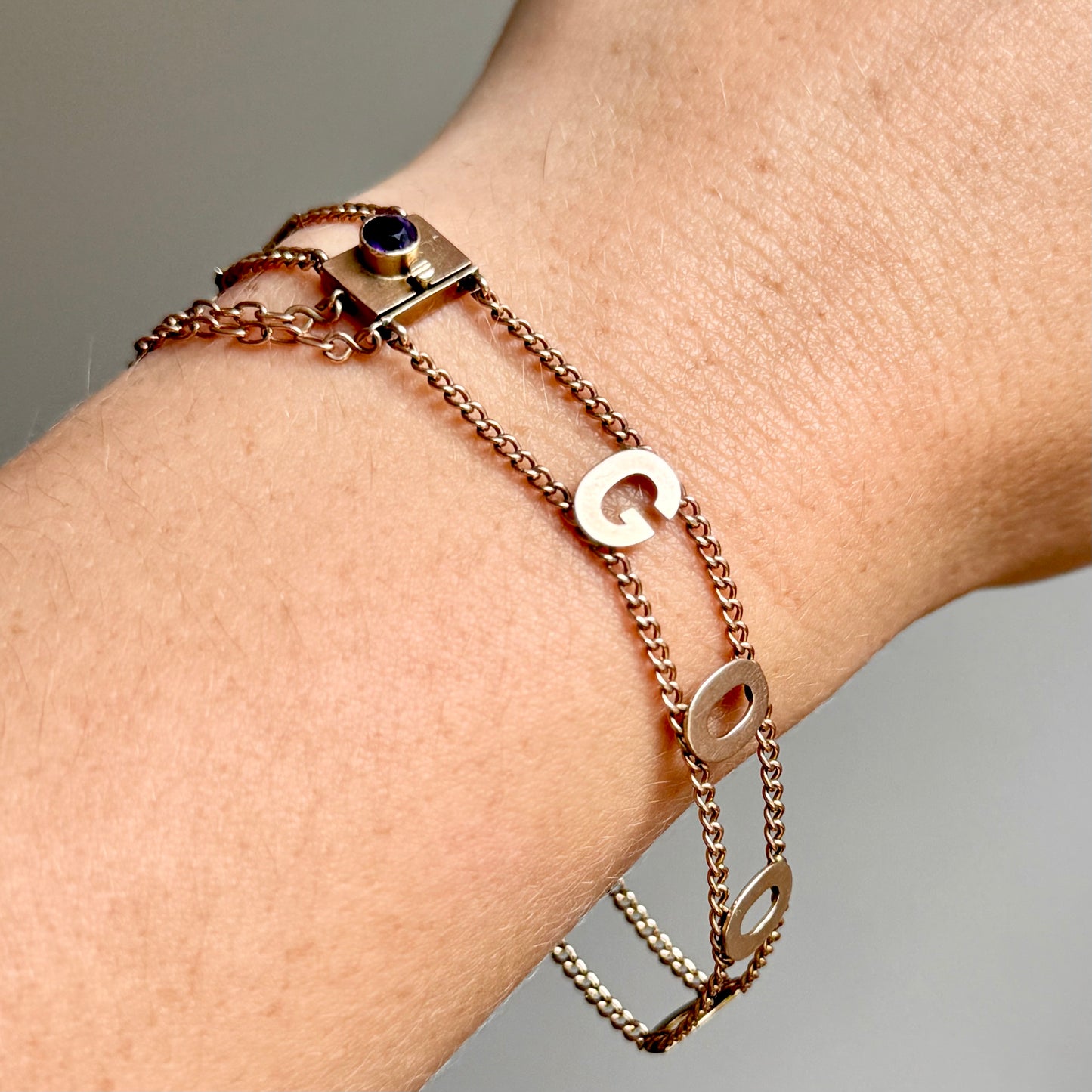 Antique Good Luck Bracelet in 9 Carat Rose Gold, Circa 1900