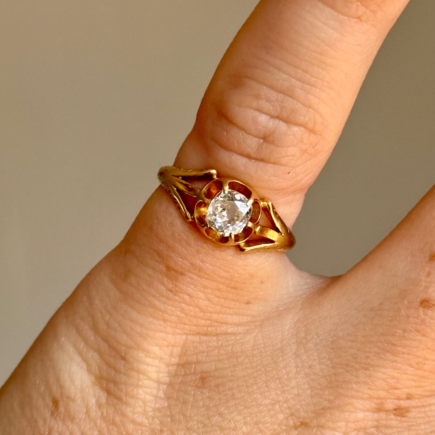 Victorian Old Cut Pinky Ring in 18 Carat Gold; Circa 1870