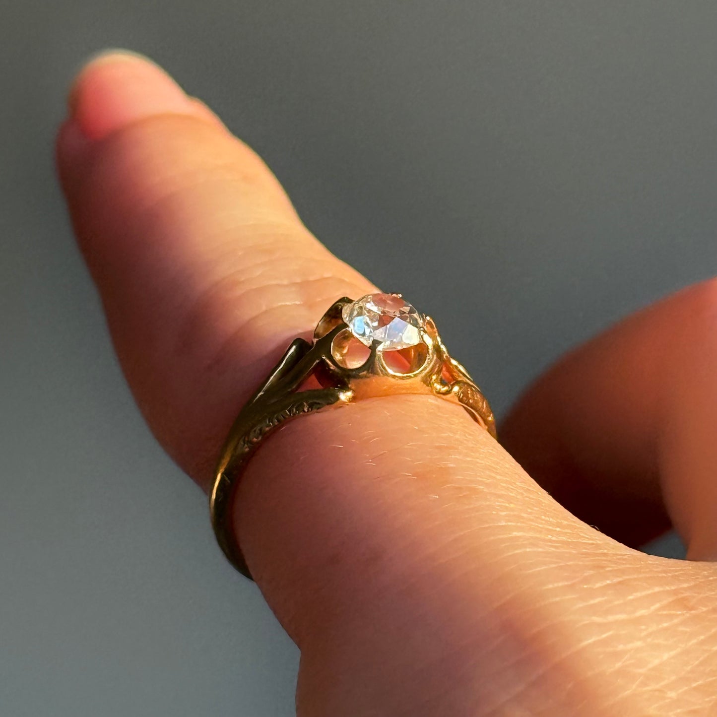 Victorian Old Cut Pinky Ring in 18 Carat Gold; Circa 1870