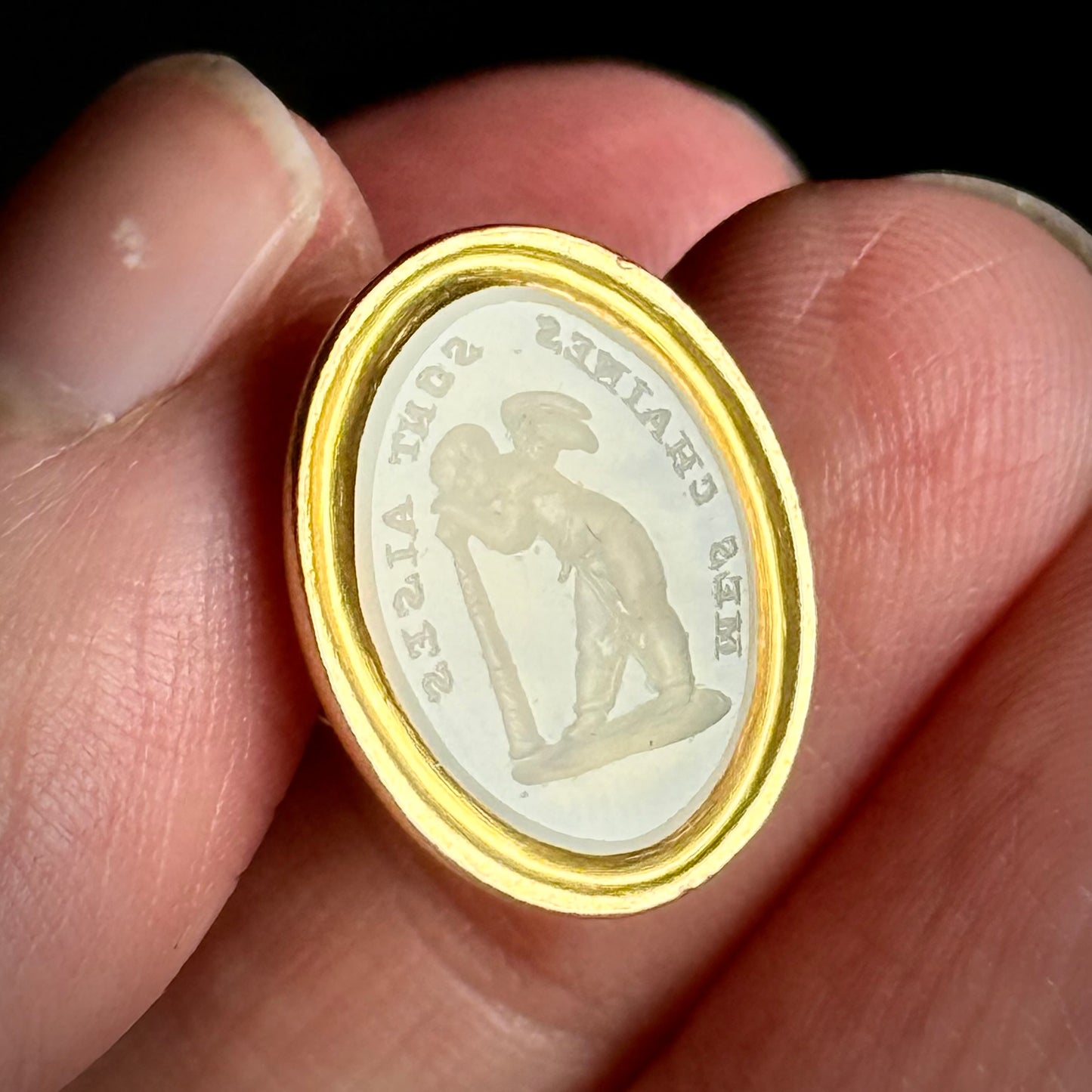 Antique Cherub Sentimental Intaglio Pendant