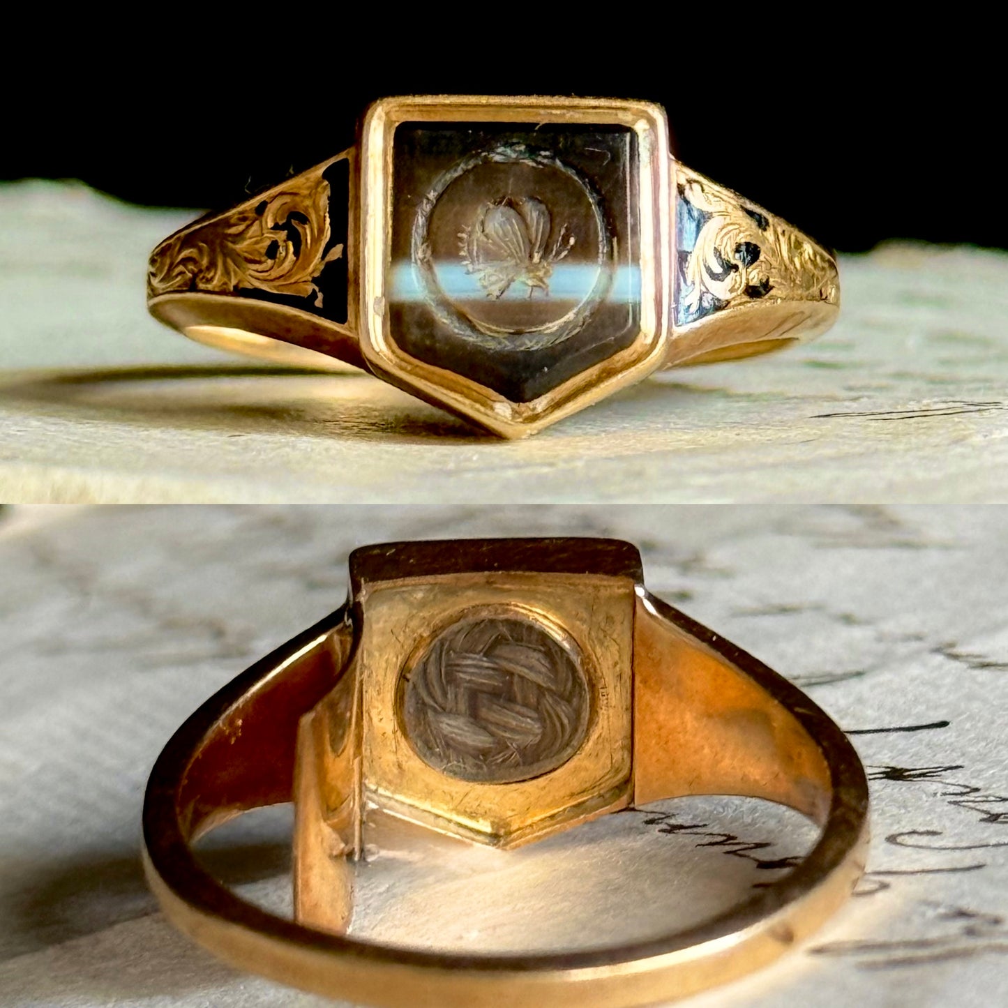 Early Victorian Ouroboros Intaglio Mourning Ring ; Circa 1840
