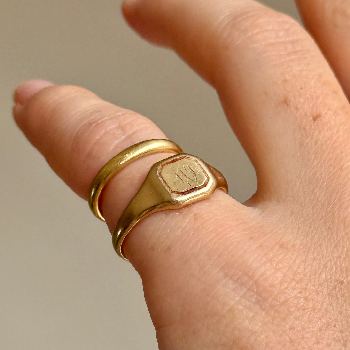 Unusual Enamel Signet Ring in 9 Carat Gold; Circa 1927