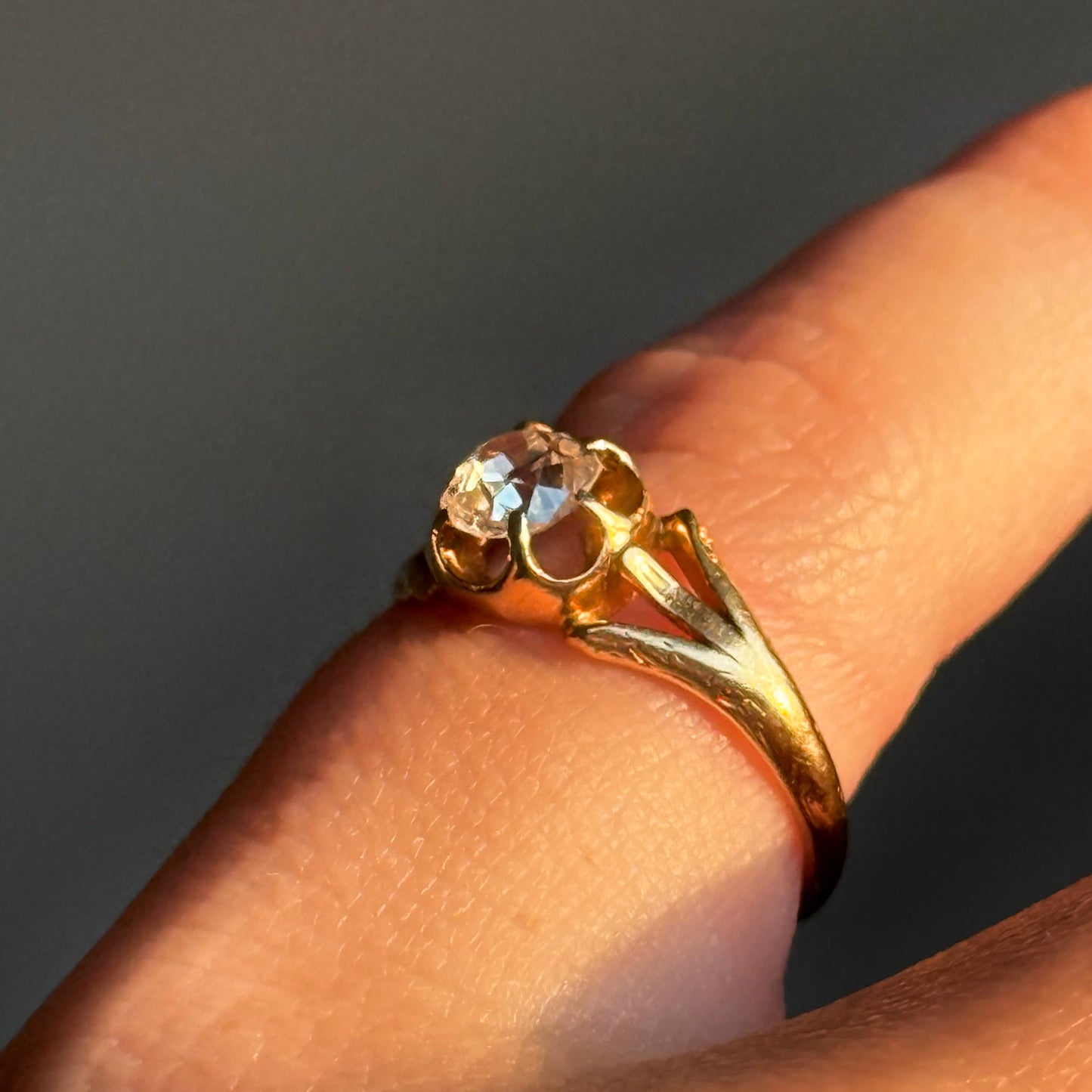 Victorian Old Cut Pinky Ring in 18 Carat Gold; Circa 1870