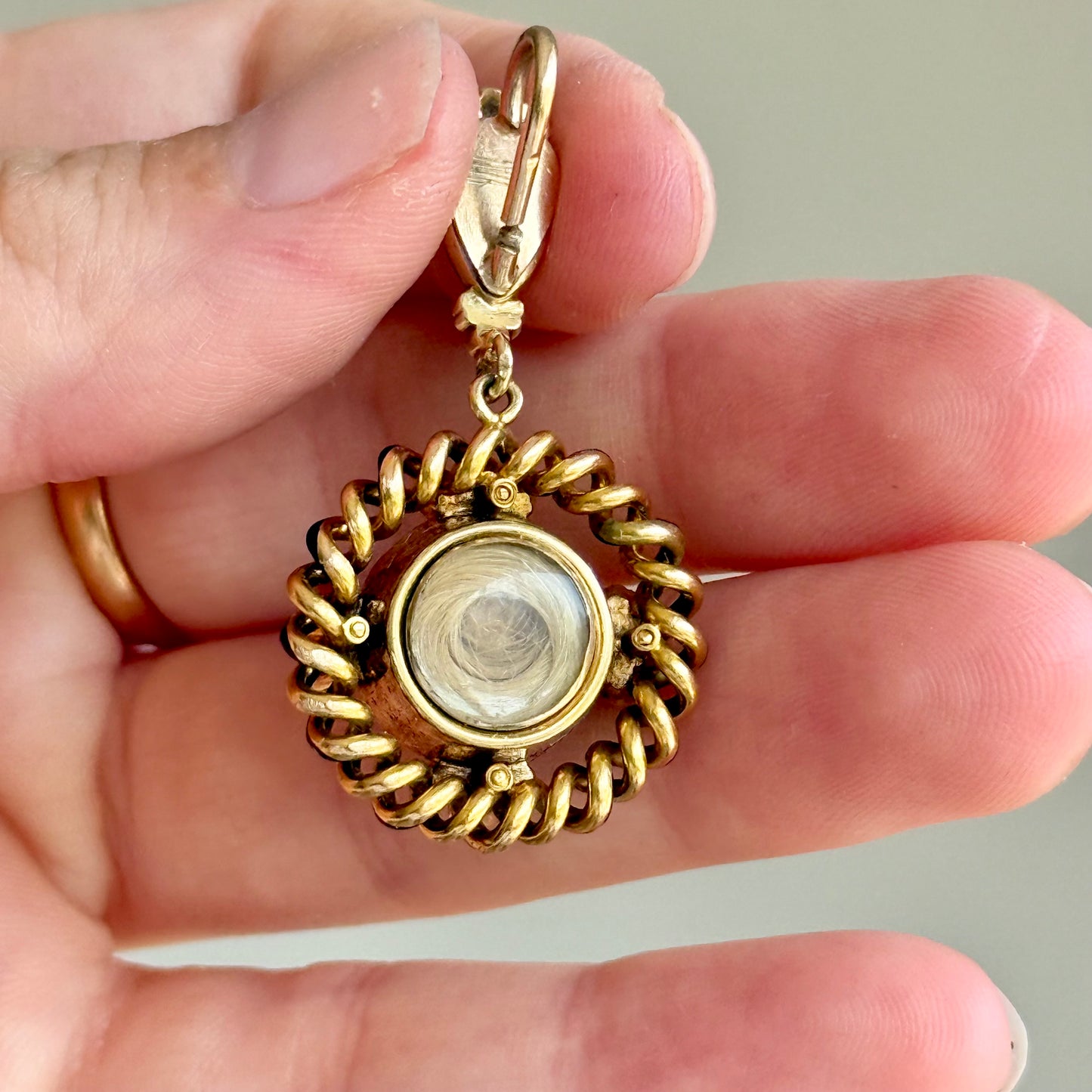 Early Victorian Garnet & Diamond Hair Locket Pendant; Circa 1840