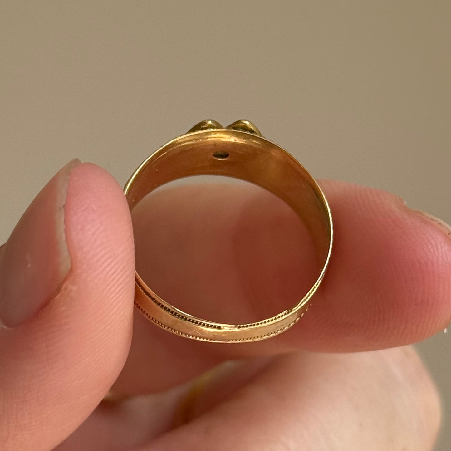 Victorian Diamond Mizpah Ring in 18 Carat Gold; Circa 1886
