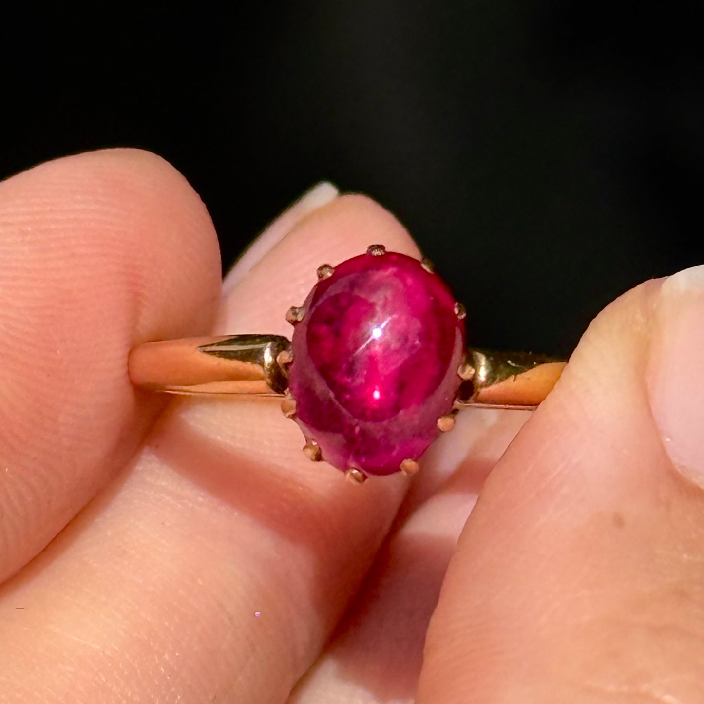 Antique Spinel Cabochon Ring; circa 1895